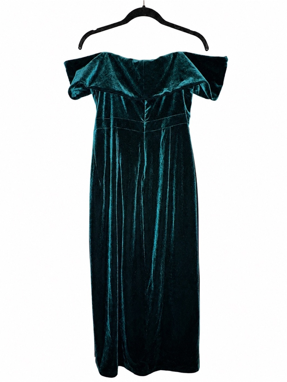 BHLDN Teal Green Velvet One-Shoulder Midi Dress - Picture 3 of 3